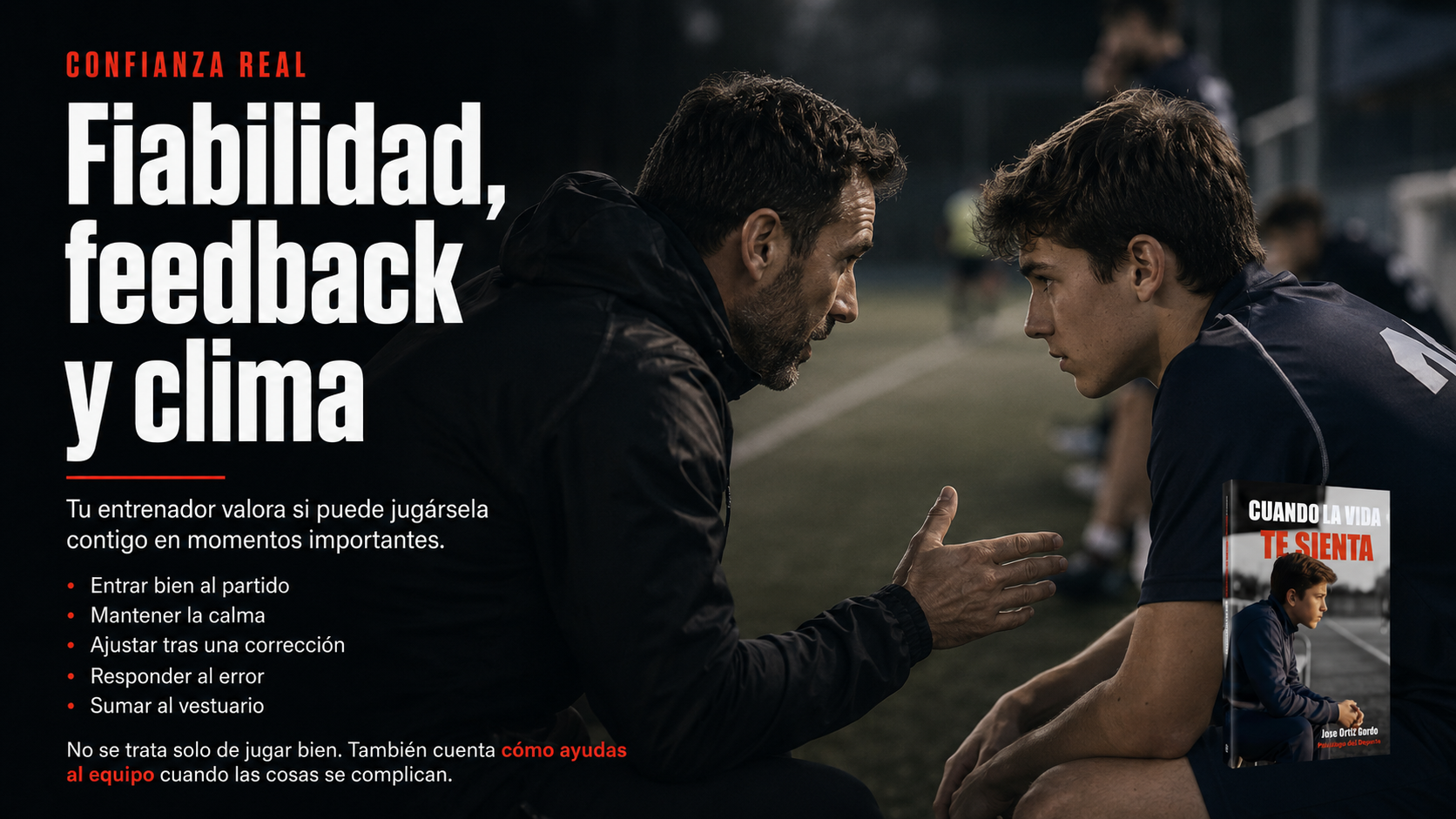 Visual sobre fiabilidad, feedback, respuesta al error y aportación al clima del equipo